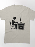 Man Using Computer - Stickman Black Version Classic T-Shirt