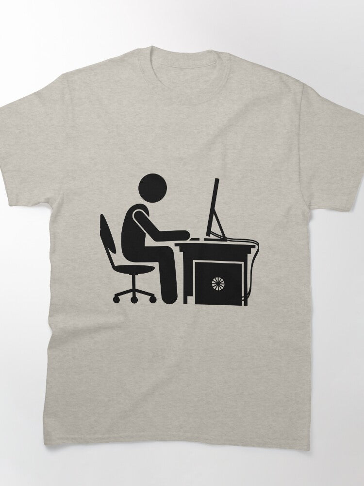 Man Using Computer - Stickman Black Version Classic T-Shirt
