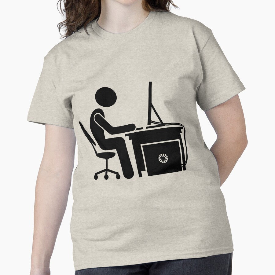 Man Using Computer - Stickman Black Version Classic T-Shirt