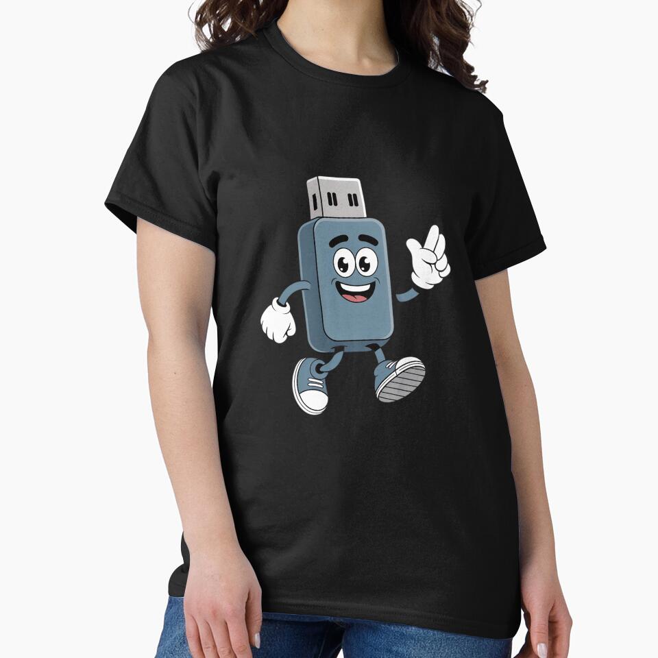 Funny USB Face with Shoes for Tech Lovers Classic T-Shirt